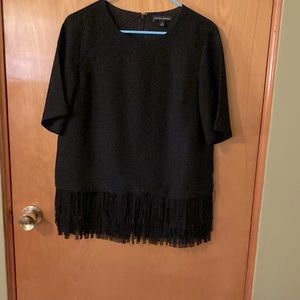 BANANA REPUBLIC BLACK DRESS TOP WITH LINING AND FRINGE. SIZE SMALL.  EUC